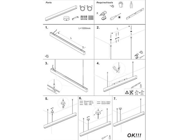5 x lineaire led-pendellampen – 120 cm – 35w – neutraal wit 4000k - afbeelding 2 van  6