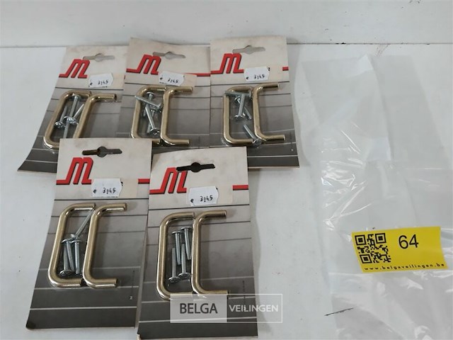 5 x meubelgreep zamak vermessingd 64 mm 2 stuks - afbeelding 2 van  3