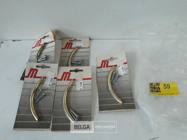 5 x meubelgreep zamak vermessingd 96 mm - afbeelding 2 van  3