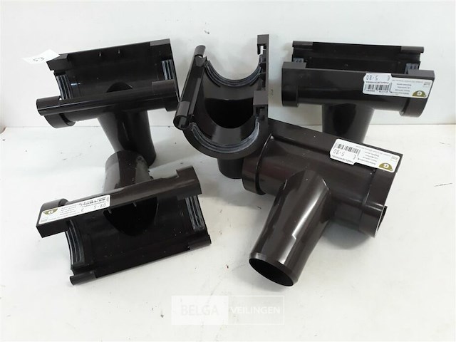 5 x middenspruitstuk 80mm bruin pvc regenafvoer - afbeelding 2 van  3