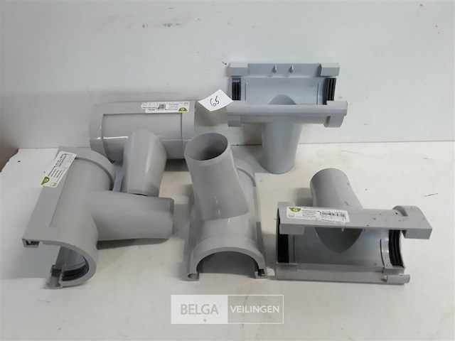 5 x middenspruitstuk 80mm licht griijs pvc regenafvoer - afbeelding 2 van  3