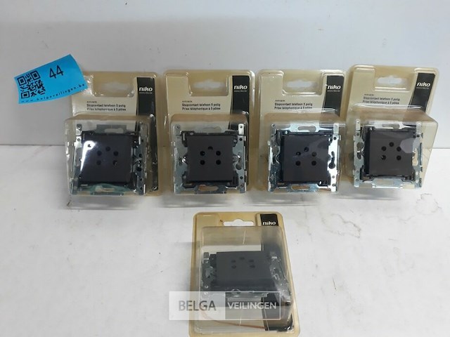 5 x niko inbouw stopcontact telefoon 5polig antraciet - afbeelding 2 van  3