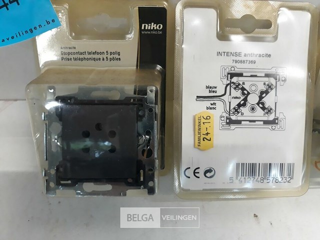 5 x niko inbouw stopcontact telefoon 5polig antraciet - afbeelding 3 van  3