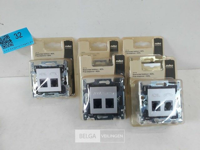 5 x niko inbouw stopcontact telefoon + adsl sterling - afbeelding 2 van  3