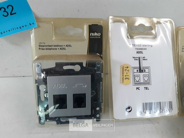 5 x niko inbouw stopcontact telefoon + adsl sterling - afbeelding 3 van  3