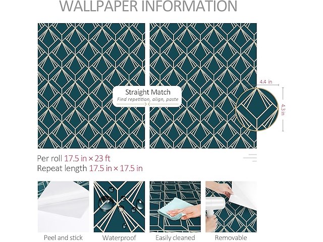 5 x rewallpaper blauw groen behang (zelfklevend) - afbeelding 2 van  4