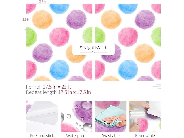 5 x rewallpaper polka dot behang (zelfklevend) - afbeelding 2 van  4