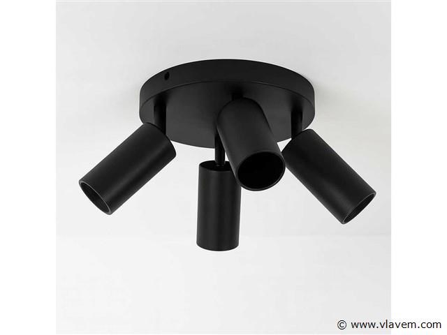 5 x ronde opbouwspot – 4 x gu10 – draaibare spots – zwart - afbeelding 6 van  6