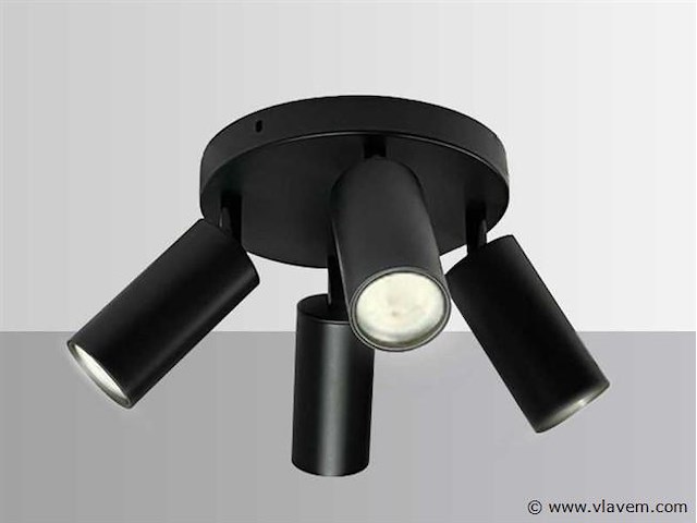 5 x ronde opbouwspot – 4 x gu10 – draaibare spots – zwart - afbeelding 2 van  6