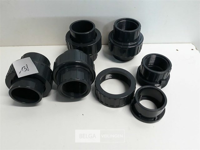 5 x schroefkoppeling drukleiding 5/4 – 40 mm pvc - afbeelding 1 van  3