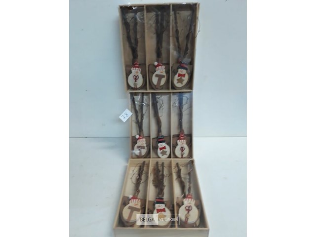 5 x sneeuwman 6 stuks op schup 18 cm 3 assorti - afbeelding 2 van  3