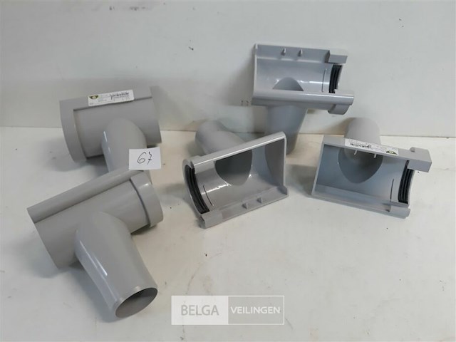 5 x spruitstuk links 80mm licht grijs pvc regenafvoer - afbeelding 2 van  3