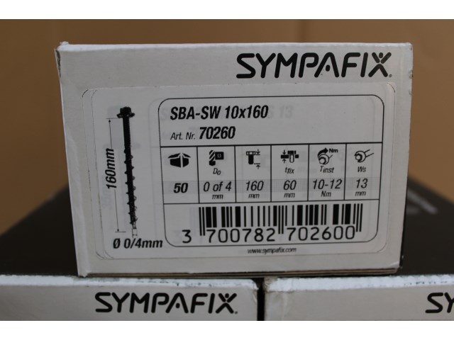 5 x sympafix gasbeton / cellenbetonschroef sba-sw 10x160, met zeskantkop (50st) - afbeelding 2 van  3