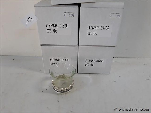 5 x t-lichthouder glas op metalen voet 6 cm - afbeelding 1 van  2