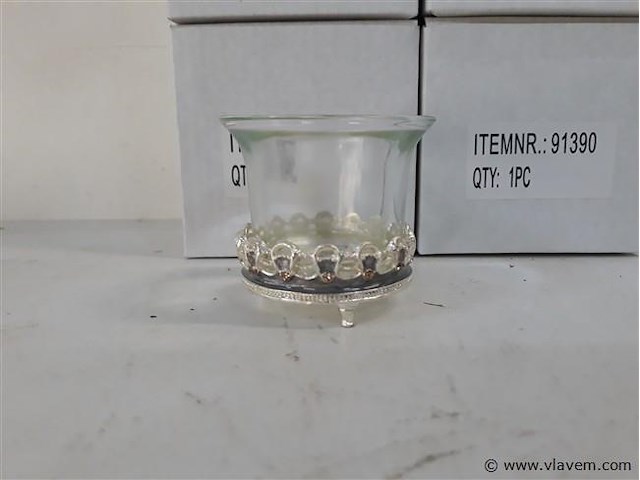 5 x t-lichthouder glas op metalen voet 6 cm - afbeelding 2 van  2
