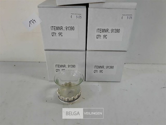 5 x t-lichthouder glas op metalen voet 6 cm - afbeelding 2 van  3