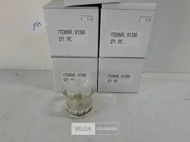 5 x t-lichthouder glas op metalen voet 6 cm - afbeelding 2 van  3