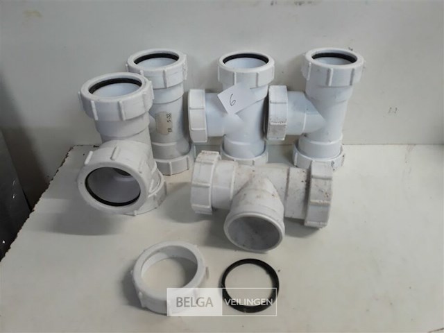 5 x t-stuk 50 mm pvc dichting wit - afbeelding 1 van  3
