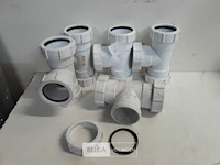5 x t-stuk 50 mm pvc dichting wit