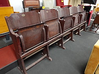 5-zit houten antieke theaterstoel - afbeelding 4 van  7
