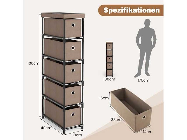 5-zits opklapbare ladekast met metalen frame - afbeelding 5 van  5