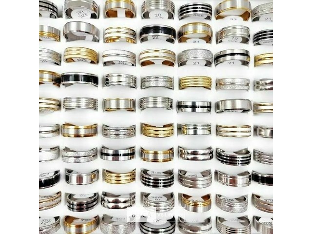 50 stuks gemengde roestvrijstalen ringen voor mannen & vrouwen zonder ringendoos - afbeelding 2 van  4