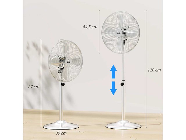 50 w hoogteverstelbare voetstukventilator 87-120 cm, 3 versnellingen - afbeelding 7 van  7