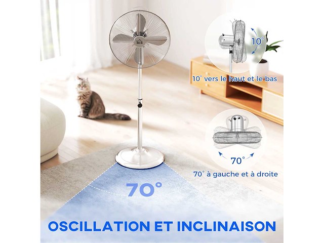 50 w hoogteverstelbare voetstukventilator 87-120 cm, 3 versnellingen - afbeelding 5 van  7