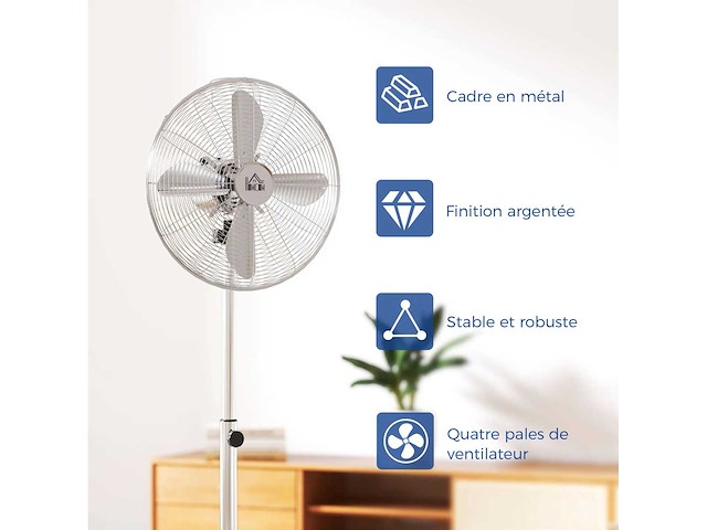 50 w hoogteverstelbare voetstukventilator 87-120 cm, 3 versnellingen - afbeelding 6 van  7