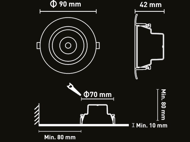 50 x 4.9w cct 3 kleur inbouwspot watredicht zwart - afbeelding 5 van  5