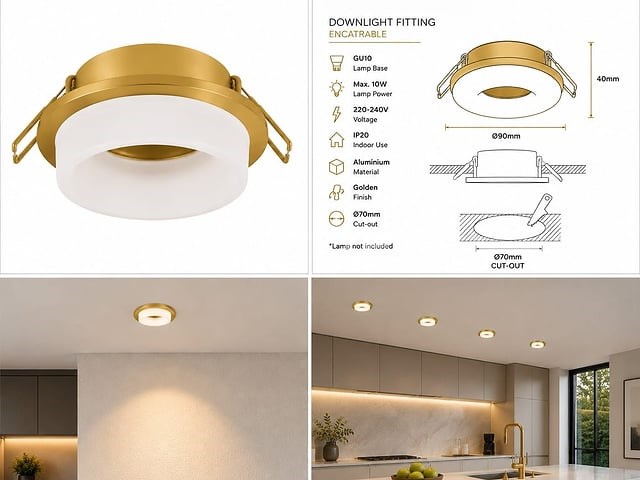 50 x downlight fitting – gu10 – goud – ø70mm – ip20 – kadife - afbeelding 4 van  5