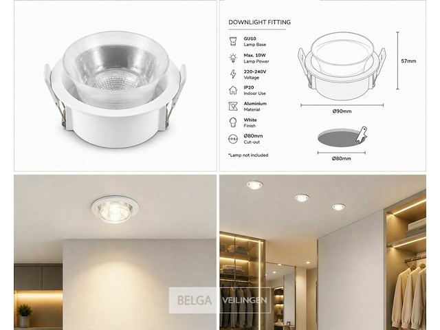 50 x downlight fitting – gu10 – wit – ø90mm – ip20 – mint-1 - afbeelding 4 van  5