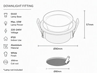 50 x downlight fitting – gu10 – wit – ø90mm – ip20 – mint-1 - afbeelding 5 van  5