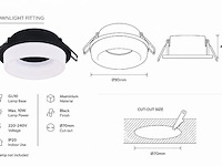 50 x downlight fitting – gu10 – zwart – ø70mm – ip20 – kadife - afbeelding 5 van  5