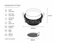 50 x downlight fitting – gu10 – zwart – ø90mm – ip20 – mint-1 - afbeelding 3 van  4