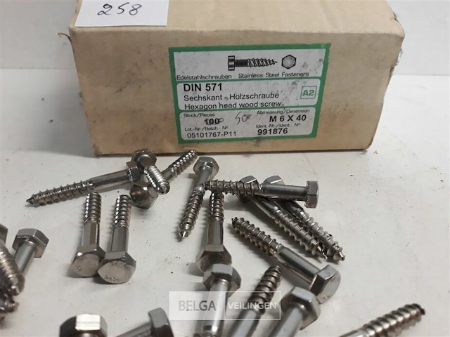 50 x houtdraadbout inox 6x40 mm - afbeelding 3 van  3