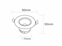 50 x inbouw led downlight – 7w – draaibaar – 6500k koud wit - afbeelding 5 van  6