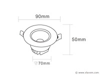 50 x led downlight – 7w – draaibaar – 3000k warm – zilver - afbeelding 3 van  5