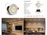 50 x led downlight – 7w – draaibaar – dimbaar – 3000k warm – zilver - afbeelding 3 van  3