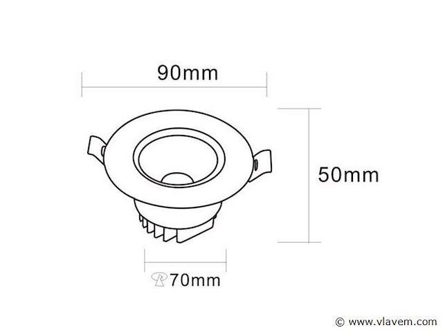50 x led downlight – 7w – draaibaar – dimbaar – 6500k koud wit – wit - afbeelding 4 van  5