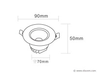 50 x led downlight – 7w – draaibaar – dimbaar – 6500k koud wit – wit - afbeelding 4 van  5
