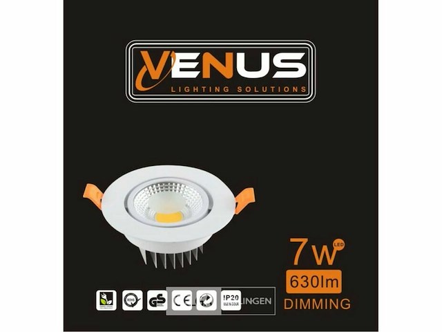50 x led downlight – 7w – draaibaar – dimbaar – 6500k koud wit – wit - afbeelding 6 van  6