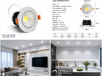 50 x led downlight – 7w – draaibaar – dimbaar – 6500k koud wit – zilver - afbeelding 4 van  4