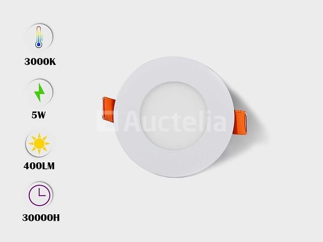 50 x led paneel – rond inbouw – 5w – 3000k warm wit – ip20 - afbeelding 3 van  4