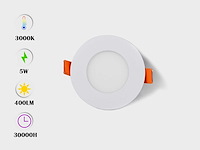 50 x led paneel – rond inbouw – 5w – 3000k warm wit – ip20 - afbeelding 1 van  4