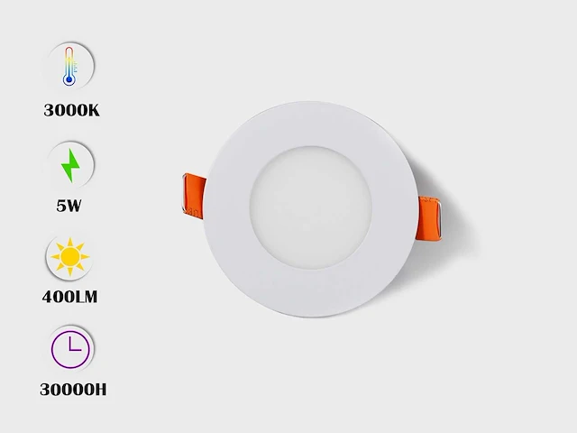50 x led paneel – rond inbouw – 5w – 3000k warm wit – ip20 - afbeelding 1 van  4