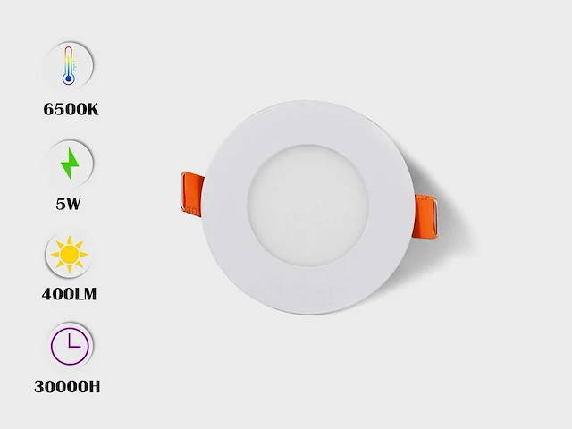50 x led paneel – rond inbouw – 5w – 6500k koud wit – ip20 - afbeelding 1 van  4