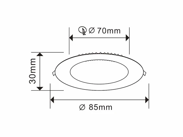 50 x led paneel – rond inbouw – 5w – 6500k koud wit – ip20 - afbeelding 3 van  4
