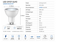 50 x led spot gu10 – 6w – 6400k koud wit – ip20 - afbeelding 3 van  4