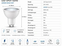 50 x led spot gu10 – 6w – 6400k koud wit – ip20 - afbeelding 4 van  5